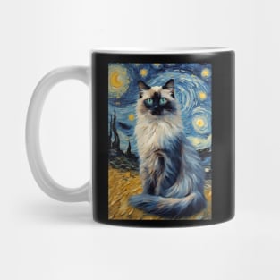 Ragdoll Cat Breed Painting in a Van Gogh Starry Night Art Style Mug